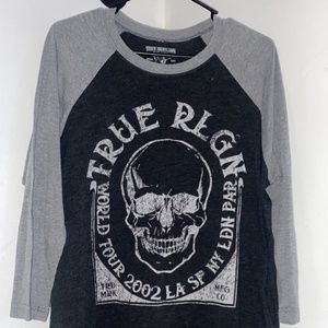 Black and Gray Skull Men’s True Religion T-shirt